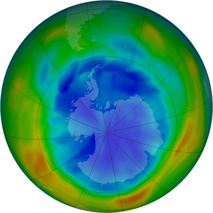 Antarctic ozone map for 13 August 2007